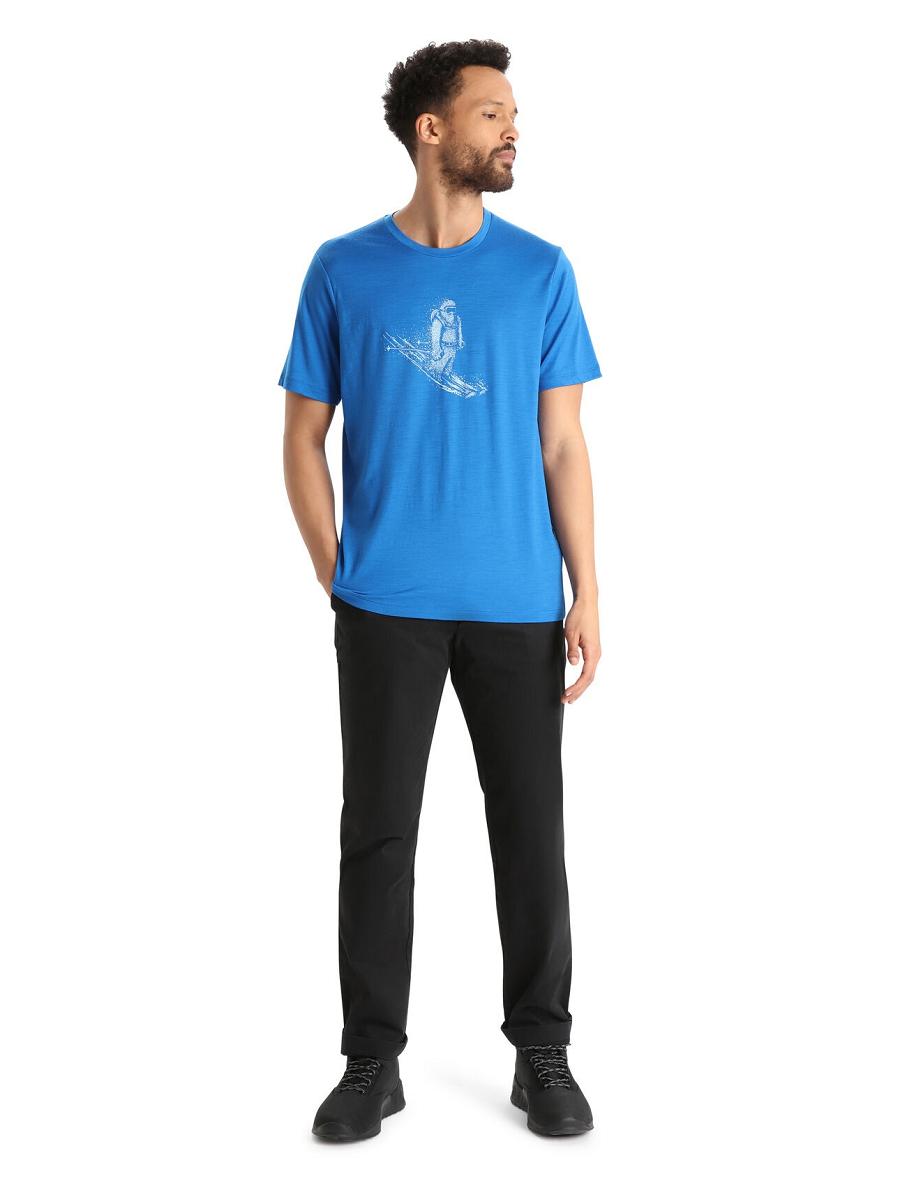 T Shirts Icebreaker Merino Tech Lite II Corta Sleeve Skiing Yeti Homme Bleu | FR 1210WNBY